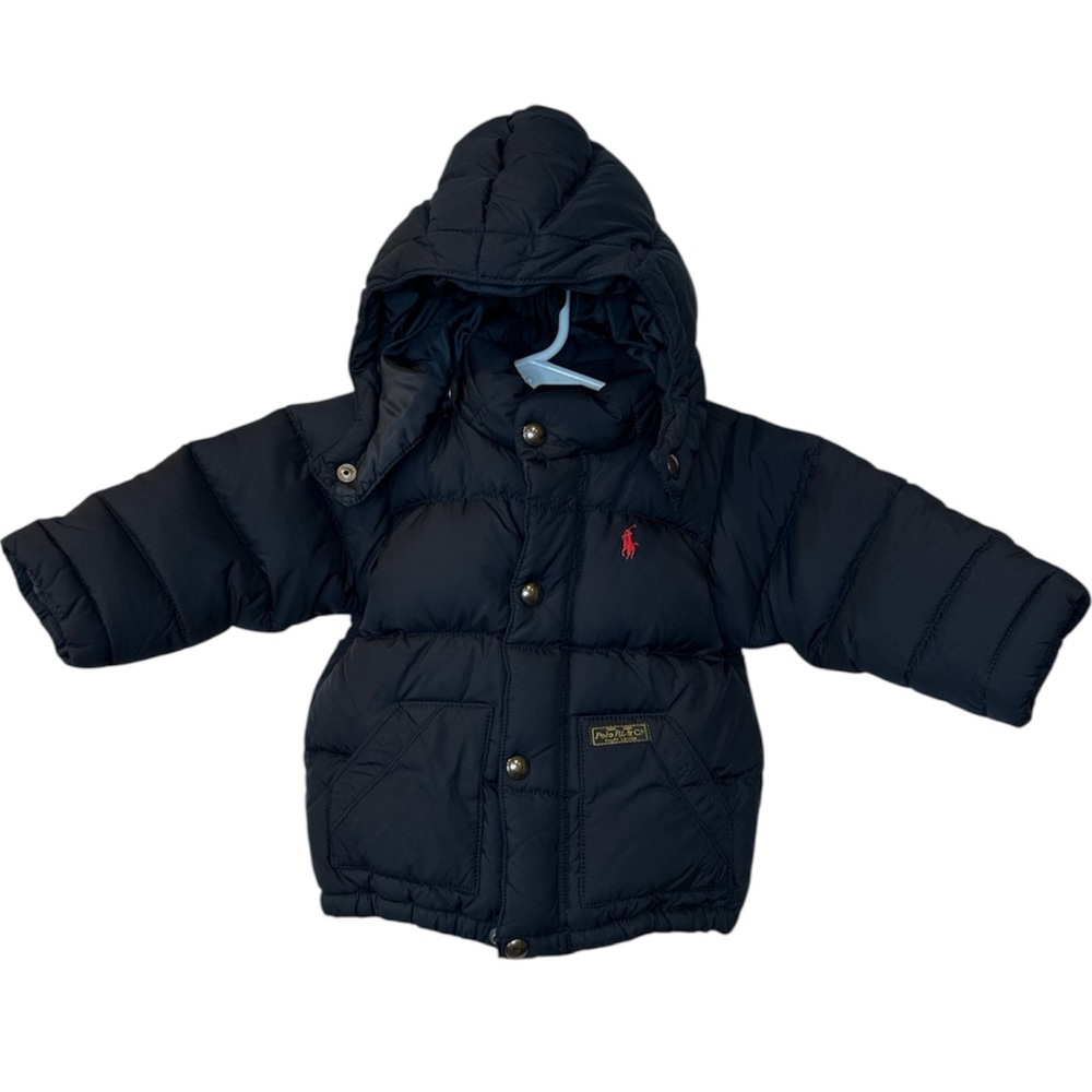 POLO RALPH LAUREN Navy Blue Puffer Down Hooded Coat Youth Kids Infant SIZE 12M